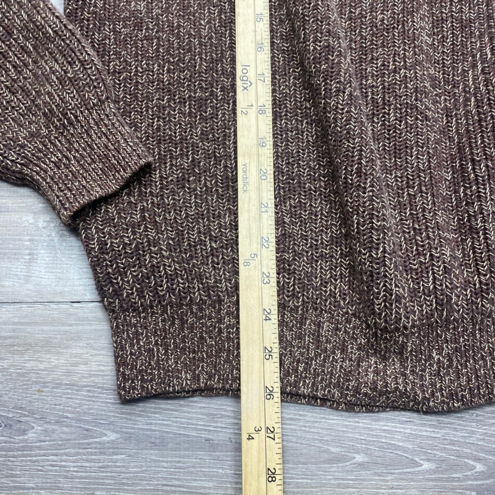 LL Bean Full Zip Sweater Mens L Brown Marled Cotton Ribbed Knit Cardigan Outdoor - Picture 6 of 8